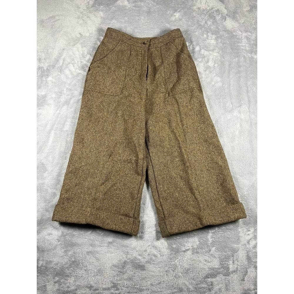 VTG What's In A Name High Rise Wool Brown Pants Capri Style Size 13 70s Style